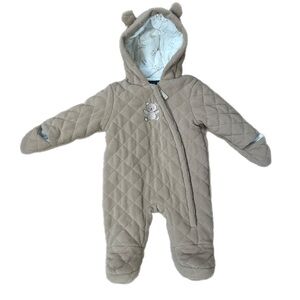 Wippette quilted  Tan Bear Hooded Baby Onesie
